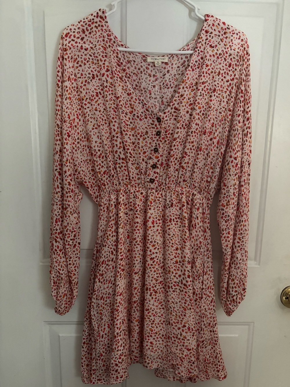 Main Strip Animal Print Long Sleeve Mini Dress Small